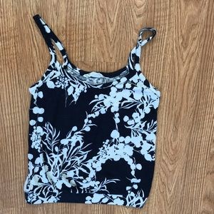 Old Navy Navy Blue/White Patterned Tank Top
